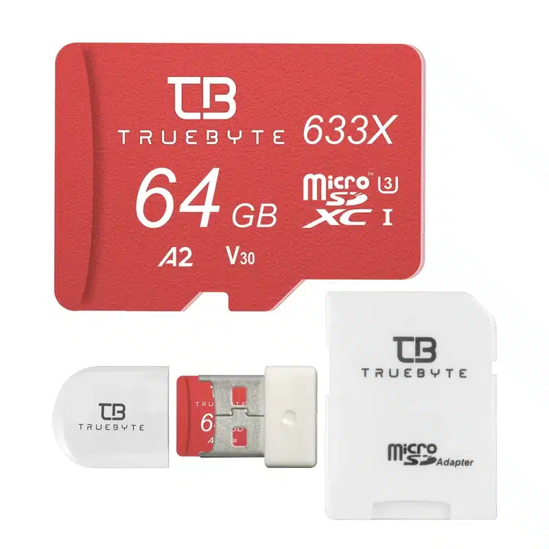 کارت حافظه microSDXC تروبایت مدل 633X-A2-V30 کلاس 10 استاندارد UHS-I U3 سرعت 95MBps ظرفیت 64 گیگابایت به همراه کارتخوان