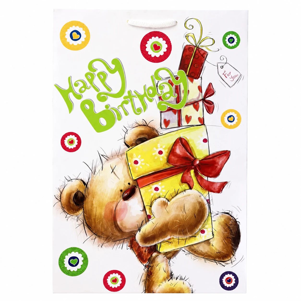 ساک هدیه سون کارت سایز 15 طرح تولدی خرس Happy Birthday