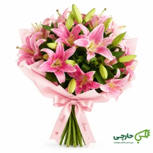 دسته گل طبیعی لیلیوم شور و شیدایی (Lys en folie)