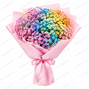 دسته گل ژیپسوفیلا رنگی و سفید (سفارشی)